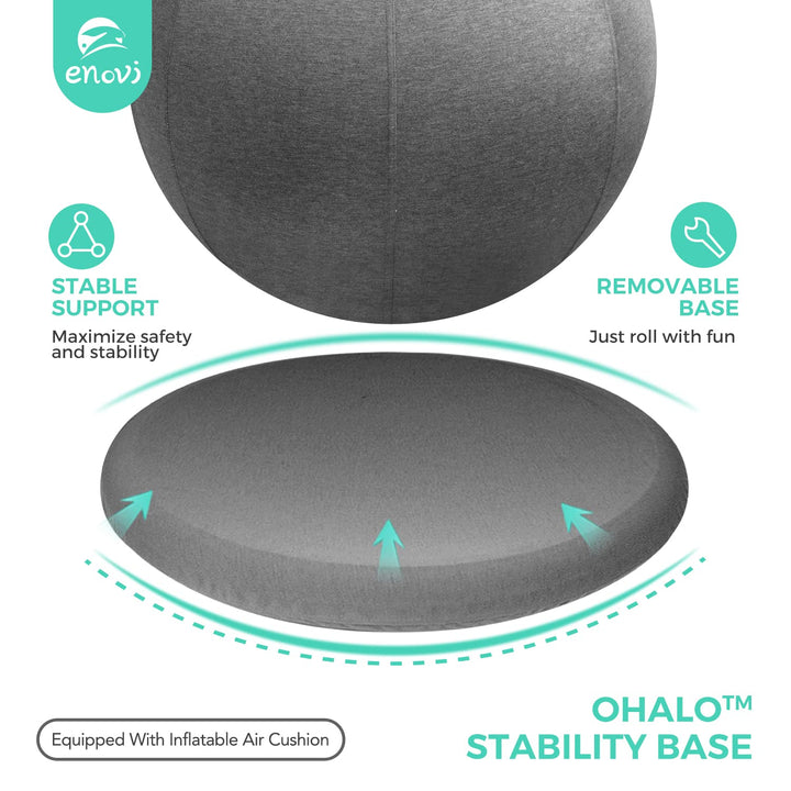 ENOVI ProBalanceΩ Ball Chair, Yoga Ball Chair Exercise Ball Chair with Slipcover and Base for Home Office Desk, Birthing & Pregnancy, 75cm, WB