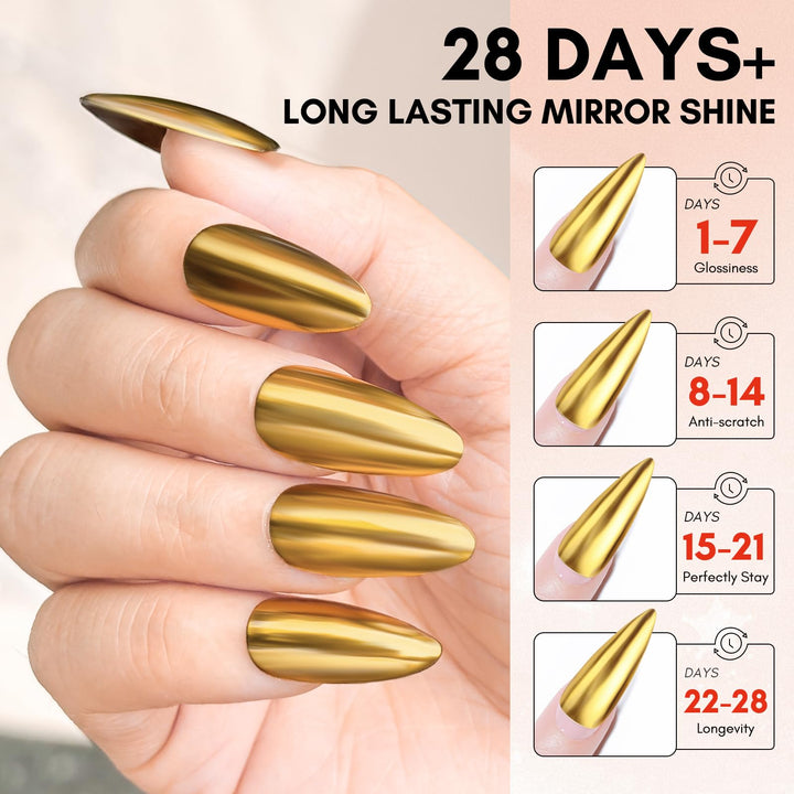 Makartt Gel Top Coat for Chrome Nail Powder - 15ml Clear No Wipe High Gloss Top Coat Gel Nail Polish Mirror Shine Long Lasting Easy Application, Soak off UV Lamp, DIY Home Salon Art Design