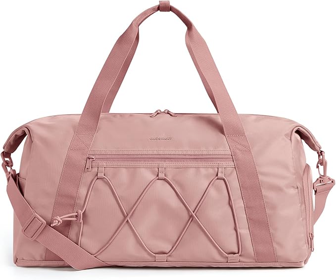 BAGSMART Small Gym Duffel With Shoe Compartment & Wet Pocket, Lightweight Sports Travel Carry On, Weekender Overnight Bag, Water Resistant Tote for Swimming Yoga, Dark Pink