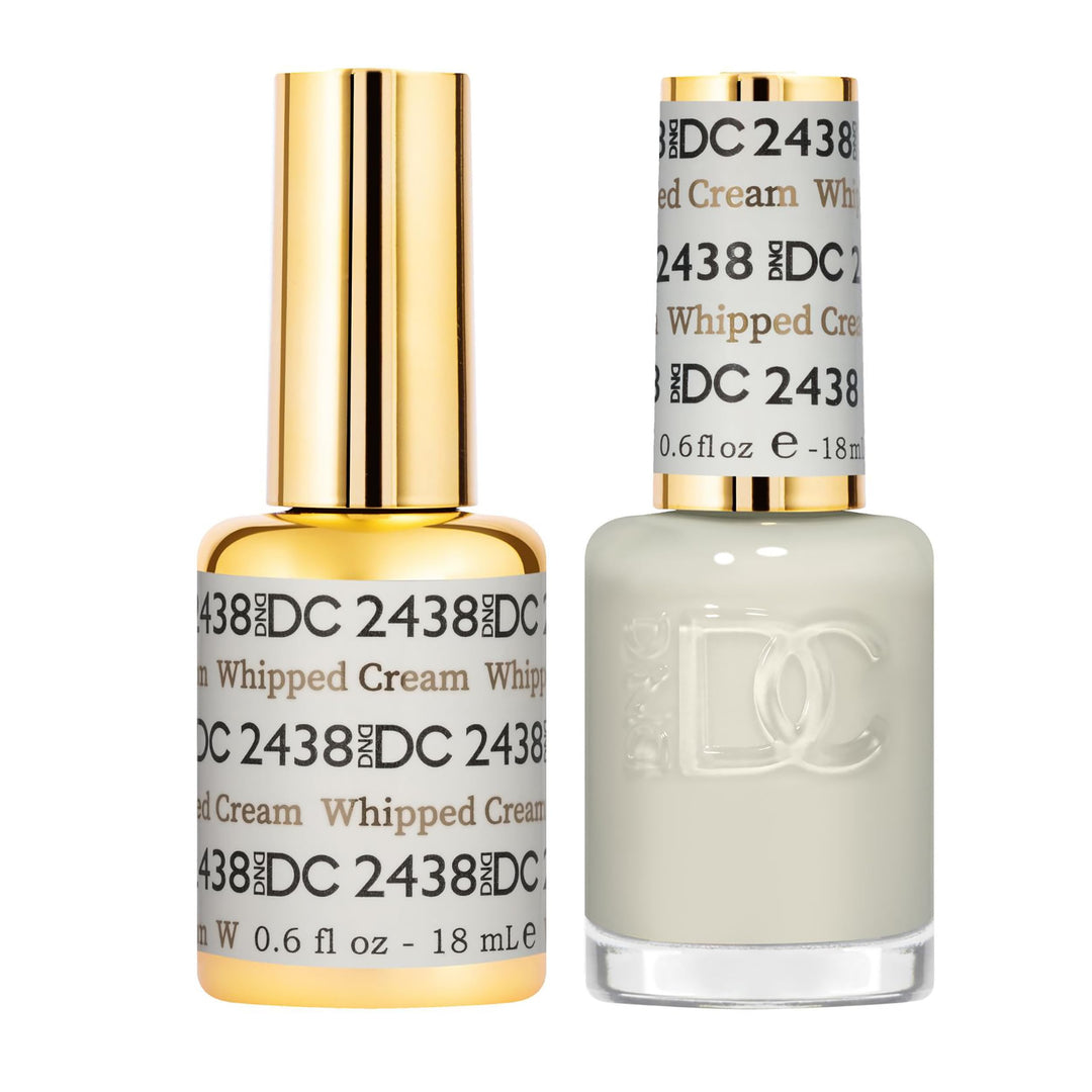 DND DC Gel Polish Set, Sheer Collection, UV/LED Gel Polish and Air Dry Nail Lacquer, Matching Chip-Free Polish Duo, 2438 Whipped Cream, 0.5 Fl Oz