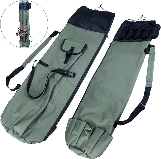 Sougayilang Folding Fishing Rod Case Organizer Pole Storage Bag Rod Reel Tackle Carrier Fishing Rod Bag Fishing Case