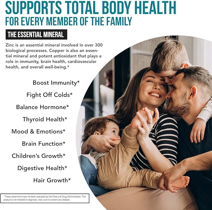 Ionic Zinc Plus Copper Liquid Concentrate 240 Servings, Glass Bottle, Vegan - Balanced Ratio of Zinc Copper - Supports Immunity, Brain Thyroid (2 oz.)