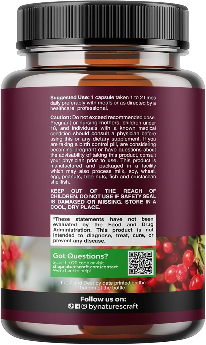 Kidney Support Supplement - High Strength Kidney Cleanse, Detox & Repair Cranberry Extract Capsules with Uva Ursi, Stinging Nettle & Chanca Piedra - Urinary Tract Health & Bladder Cleanse - 60 Caps