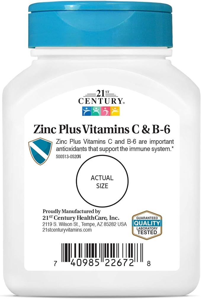 21st Century Zinc Chewable with C and B6, Cherry Chew, 90 Count (Pack of 2)