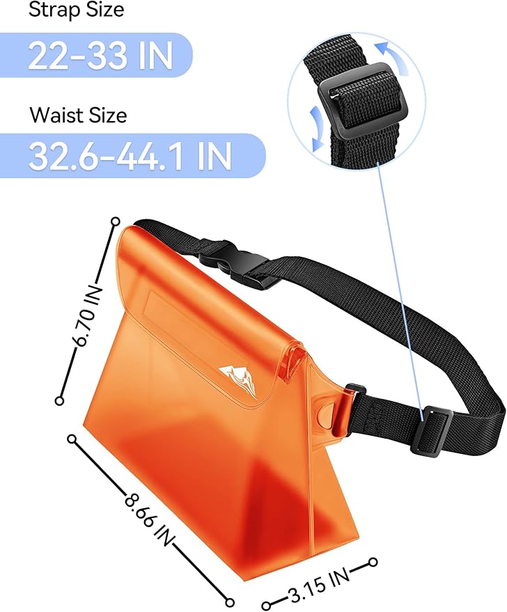 HEETA 2/3/4 Pack Waterproof Pouch with Waist Strap, Screen Touchable Dry Bag with Adjustable Belt for Phone Valuables for Kayaking, Swimming, Snorkeling, Boating, Fishing, Surfing & Beach