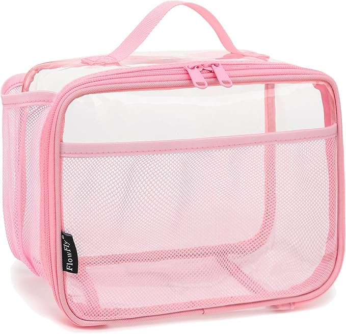 FlowFly Kids Lunch box Insulated Soft Bag Mini Cooler Back to School Thermal Meal Tote Kit for Girls, Boys,ClearPink