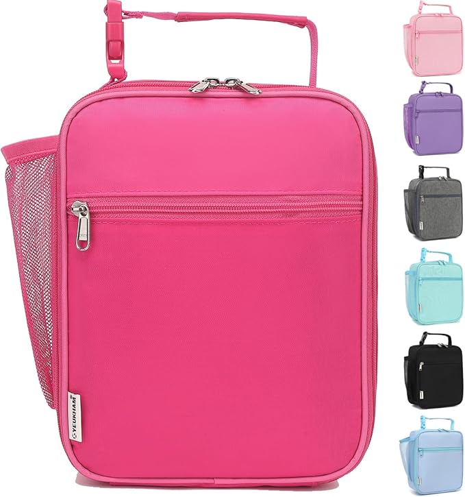 Lunch Box for Kids Boys Girls Men Women,Insulated Small Soft Cooler Lunch Bag Kit for School Work Picnic Travel - Reusable Portable lunchbox,Rose Red