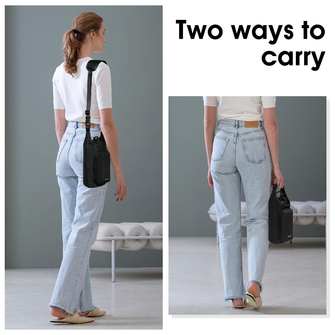 Ceneda Water Bottle Carrier Bag with Phone Pocket 32oz 40oz Tumbler Insulated Water Bottle Holder with Adjustable Shoulder Strap Carrier Sling Bag (Black)