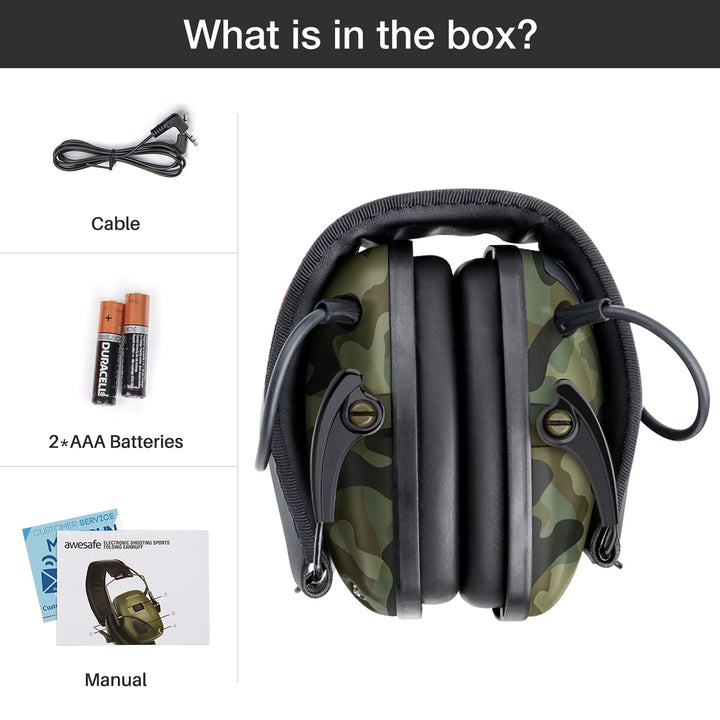 awesafe Electronic Shooting Earmuffs Ear Hearing Protection Headphones for Shooter Gun Range Noise Reduction Sound Amplification (Camo)