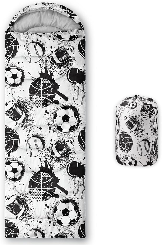 Axolotl Colorful Cats 3 Season Sleeping Bag for Kids, Girls, Teens - Warm and Cool Weather Pet Animal Theme, Waterproof Lightweight for Traveling, Outdoors Camping Equipment