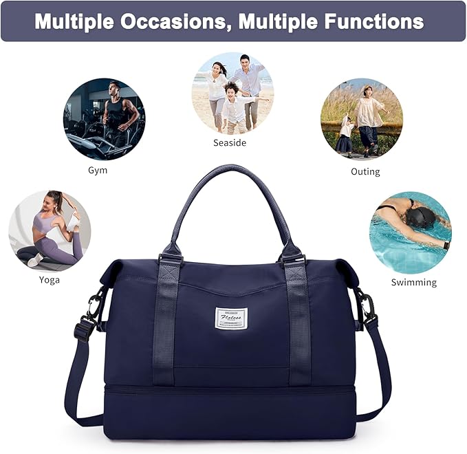 Travel Duffel Bag,Sports Tote Gym Bag,Shoulder Weekender Overnight Bag for Women