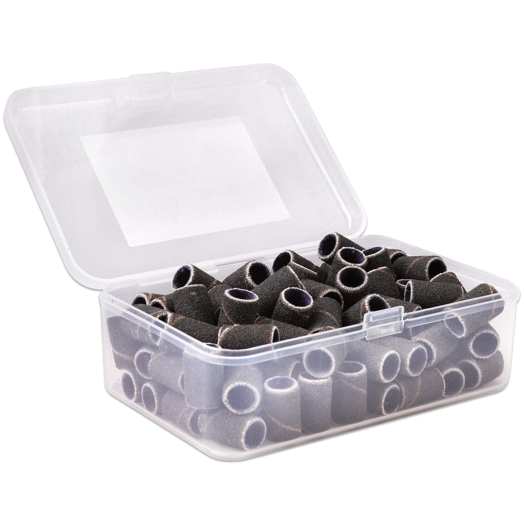 100 Pcs Large Black Nail Drill Bits Sanding Bands For Nail Drill 150 Coarse Grit - Nail File For Acrylic Nail Gel Manicures Pedi