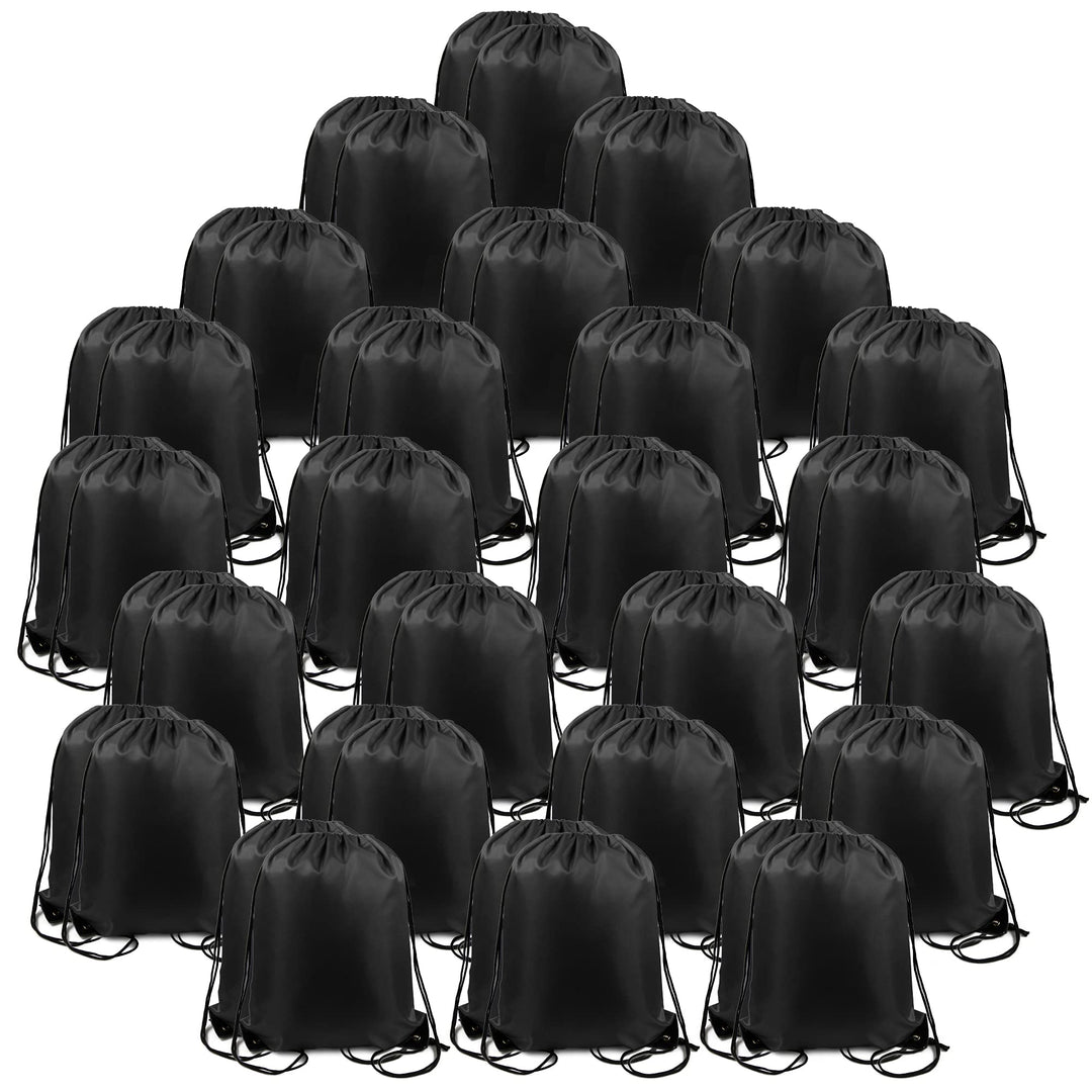 BeeGreen 50 Pack Black Drawstring Backpack Drawstring Bags Bulk DIY Cinch Sack Bags Gym Team Sport Sturdy Baseball Drawstring Bags Plain String Bags for Men Women