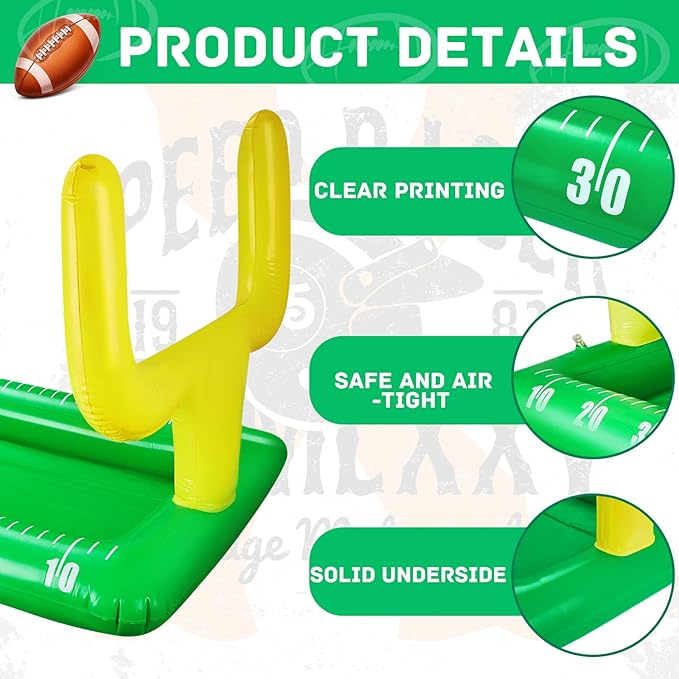 2 Pack Inflatable Football Field Cooler Football Party Drink Cooler Football Party Decor Inflatable Ice Serving Bar for Sports Party Supplies Drink Beer Food, 28 x 53 in