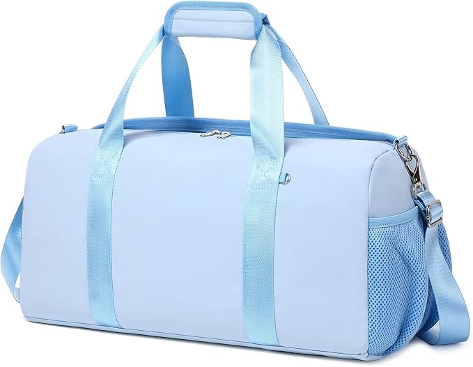 Duffel Bag for Girls Dance Ballet Sports Gym Bag Water Resistant Yoga Travel Bags with Shoes Compartment（Blue）