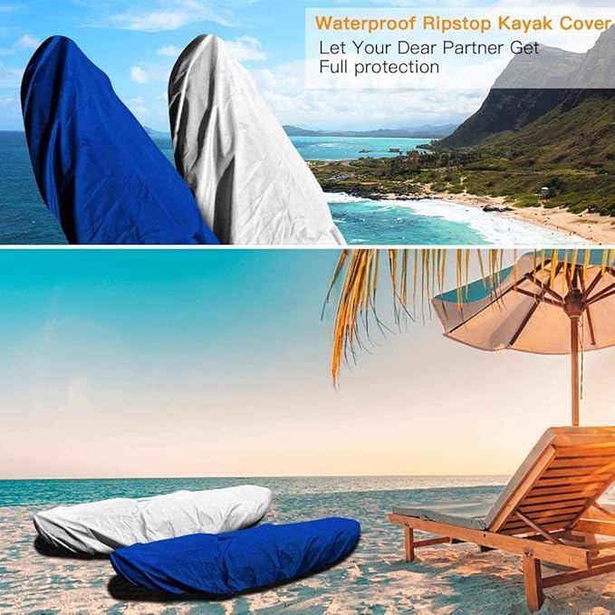 7.8-18ft Waterproof Kayak Canoe Cover-Storage Dust Cover UV Protection Sunblock Shield for Fishing Boat/Kayak/Canoe 7 Sizes [Choose Color] (Black(Upgraded), Suitable for 13.8-15ft Kayak)