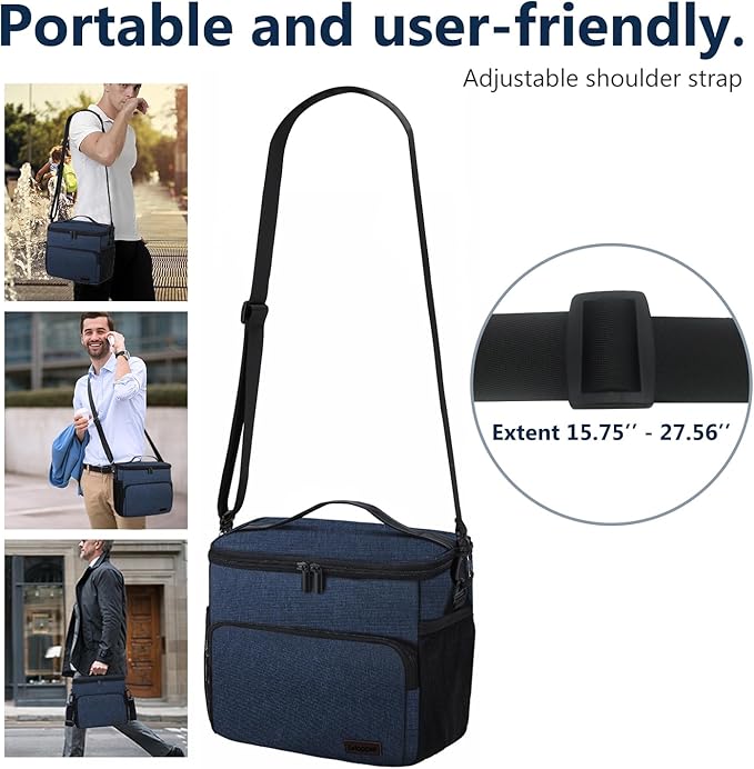 Gloppie Lunch Box for Men Women Insulated Lunch Bag Reusable Lunch Cooler Bag, Blue