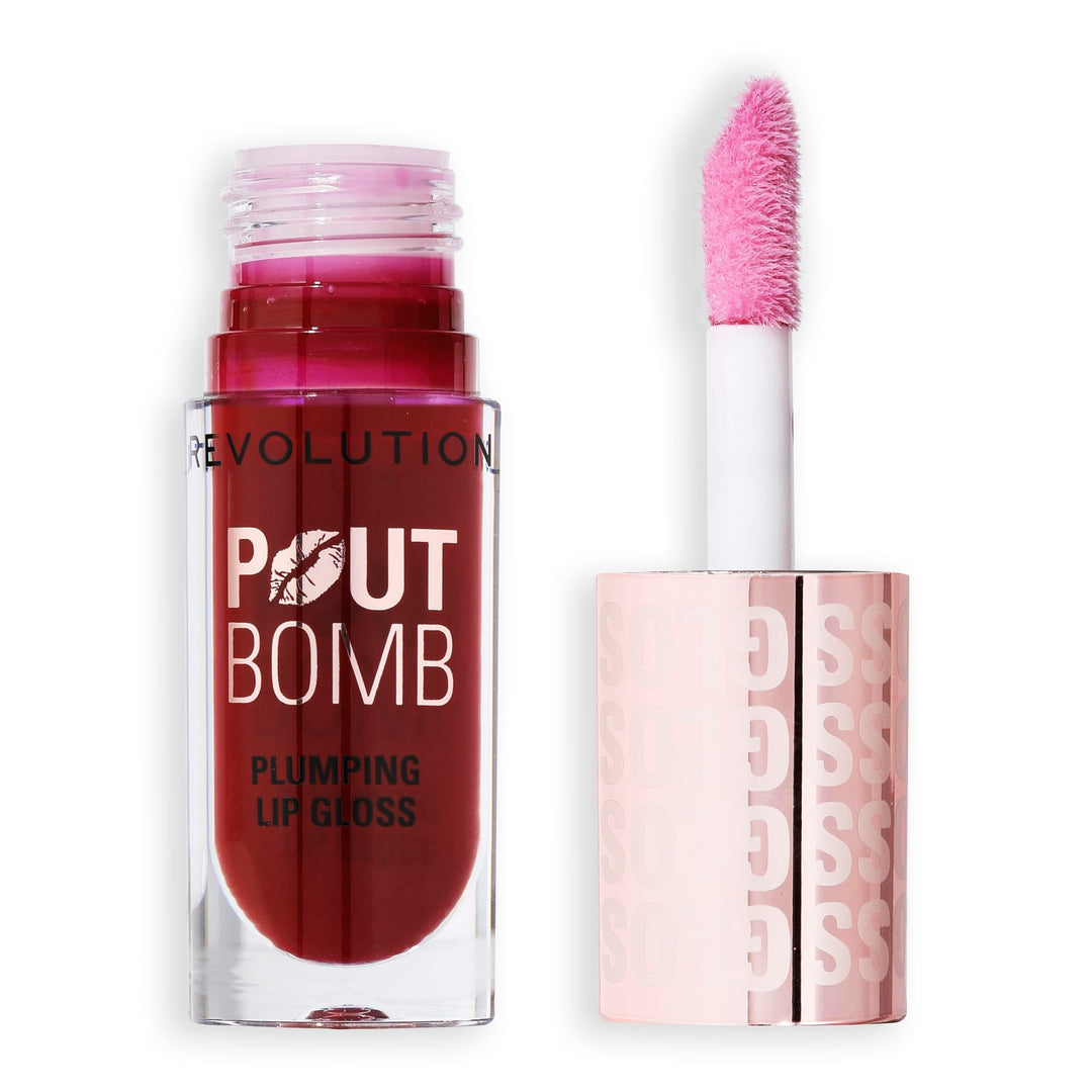 Revolution Beauty, Pout Bomb Plumping Lip Gloss, High-Shine for Glossy, Fuller & Plump Lips with Hyaluronic Acid & Peptides, Vegan & Cruelty-Free, Light Mauve, 0.15 Fl Oz