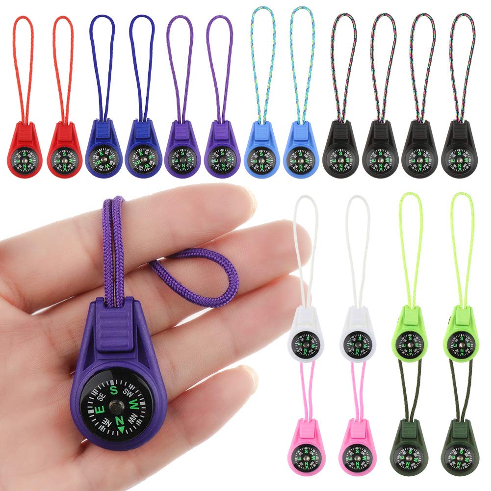 LongSLong Mini Compass for Kids Compass Keychain，Button Compass Bulk Kit，Paracord Hiking Survival Small Compasses，Kids Scout Compass
