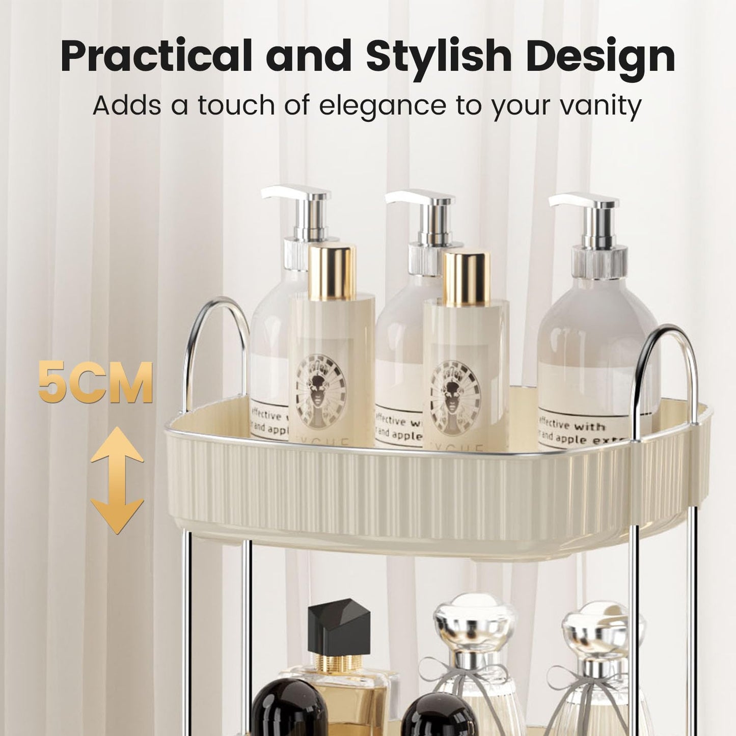 Accwork Rotating Makeup Organiser, 3 Tiers Spinning Cosmetics Storage Organiser Perfume Stand for Bathroom, Bedroom, Dressing Table, White