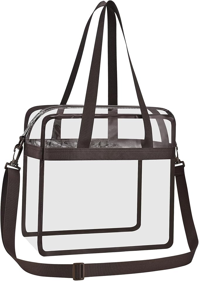USPECLARE Clear Tote Stadium Approved, Security Travel & Gym Clear Bag for Work Sports Games Concerts