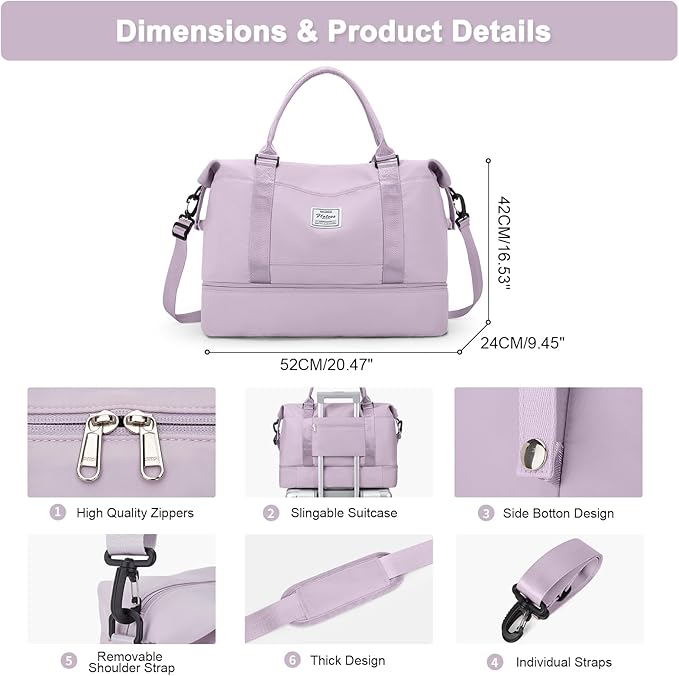 Travel Duffel Bag,Sports Tote Gym Bag,Shoulder Weekender Overnight Bag for Women