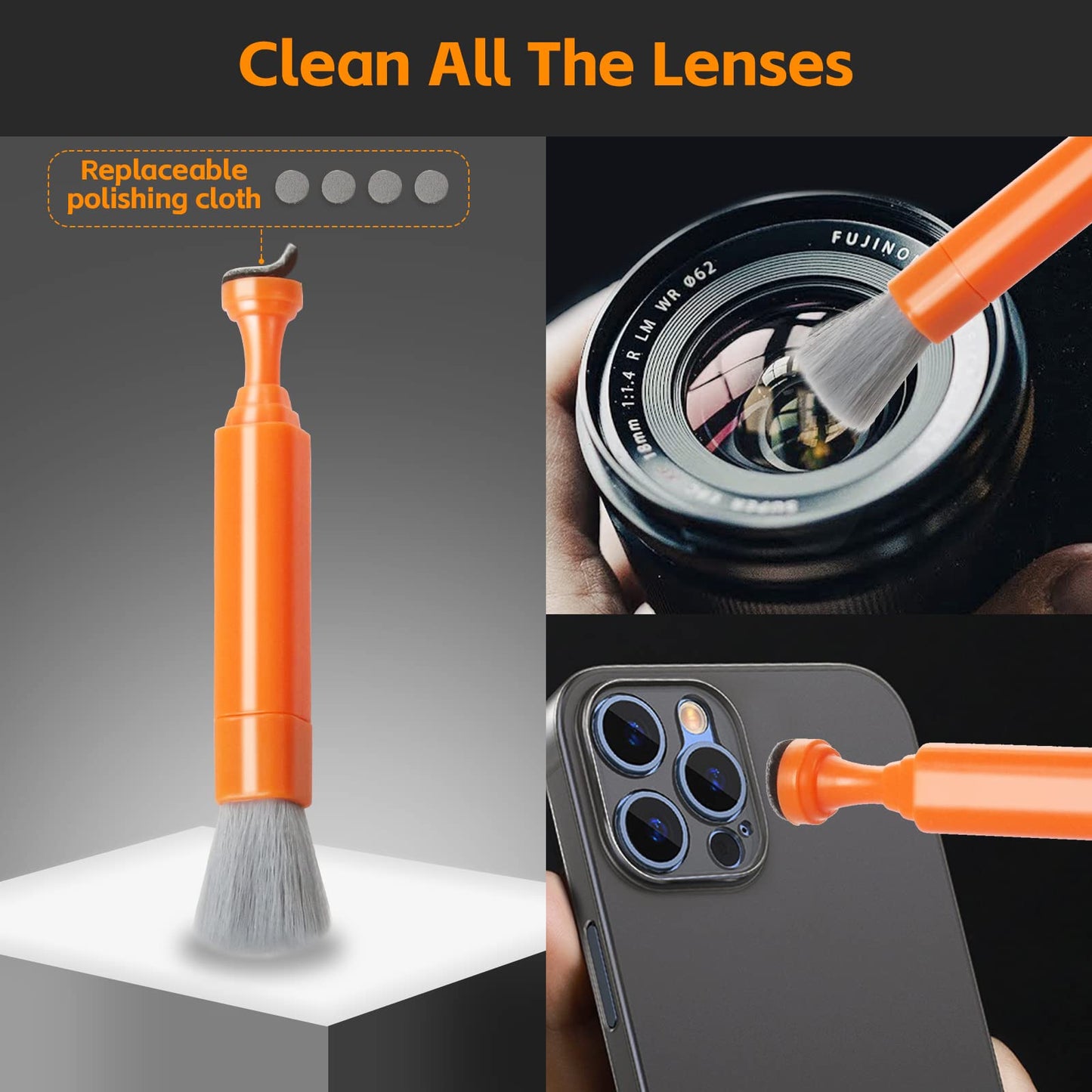 Alyvisun 11 in 1 Laptop Cleaning Kit, Multifunctional Keyboard Cleaner Brush with Keycap Puller for Tablet, Phones, PC, Orange