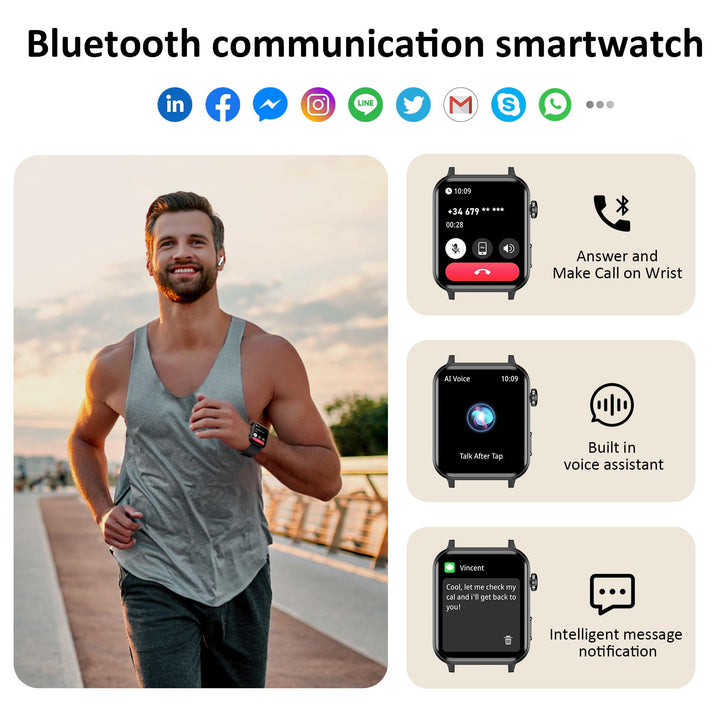 Fitness Tracker 2024 (Answer/Make Calls),Smart watch for Men Women,1.85'' Smartwatch with 24/7 Heart Rate and SpO2,SleepTracker,100+Sport,Pedometer,IP68 Waterproof Activity Trackers for Android iPhone