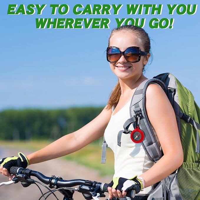 24 Pcs Small Compass Keychain Kids Bulk Mini Camping Carabiner Compass for Outdoor Hiking Military Hunting Climbing Party Backpacking Accessory