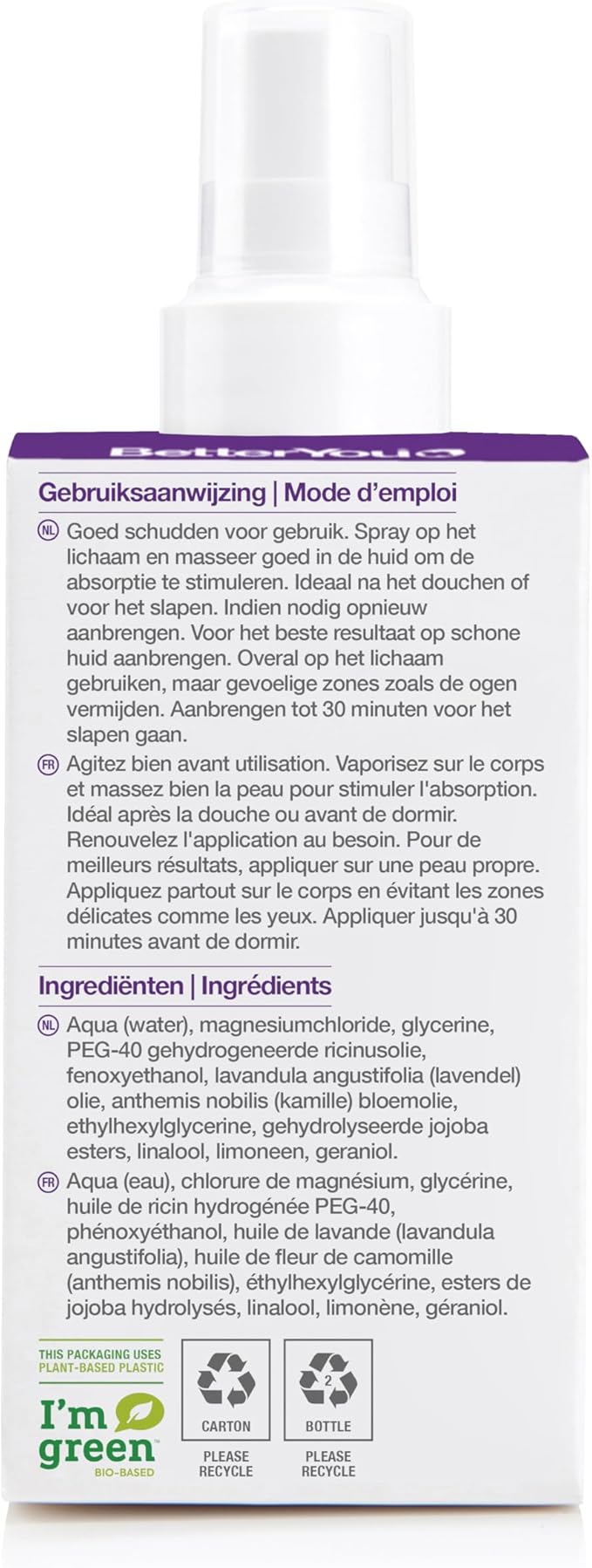 BetterYou Magnesium Muscle Body Spray - Relaxing Topical Magnesium and Essential Oil Spray - Lavender and Chamomile - Promotes Better Sleep - 3.38 oz (Pack of 3)