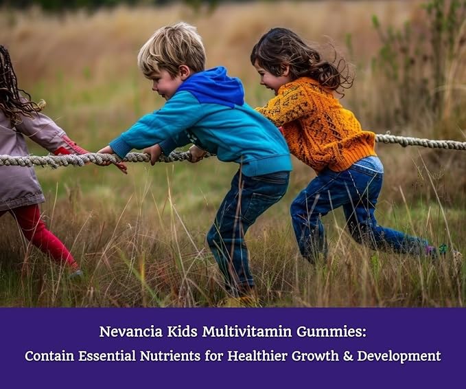 Kids Multivitamin Gummies with Essential Nutrients, Support Healthy Growth & Development, Immune Support, Brain Health, Heart Health, Bone Health, Natural Strawberry Flavour, 60 Gummies