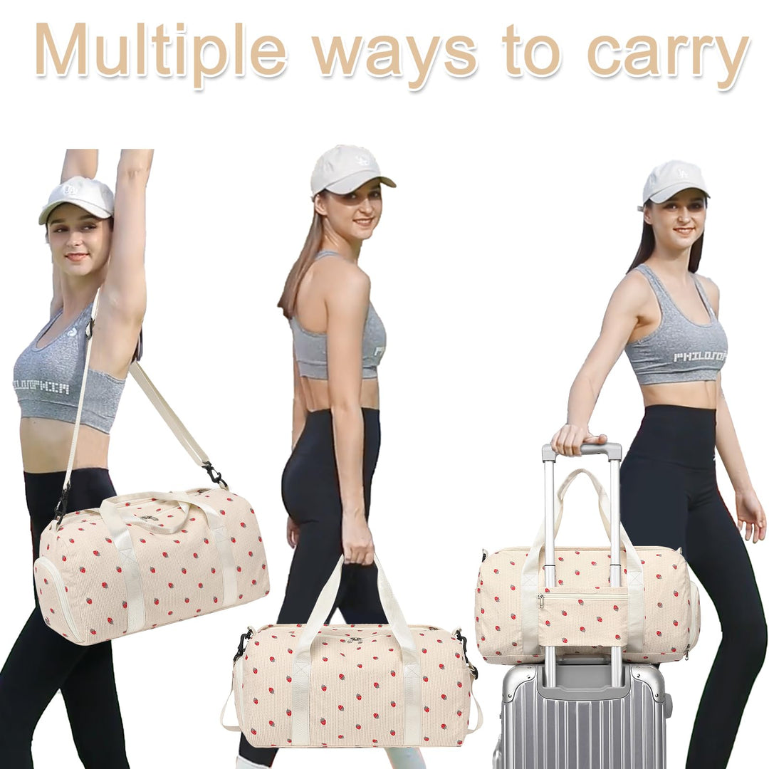 BLUBOON Duffle Bag Girls Kids Cute Gym Bag with Shoes Compartment & Wet Separation Waterproof Sports Overnight Travel Bag