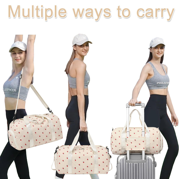 BLUBOON Duffle Bag Girls Kids Cute Gym Bag with Shoes Compartment & Wet Separation Waterproof Sports Overnight Travel Bag