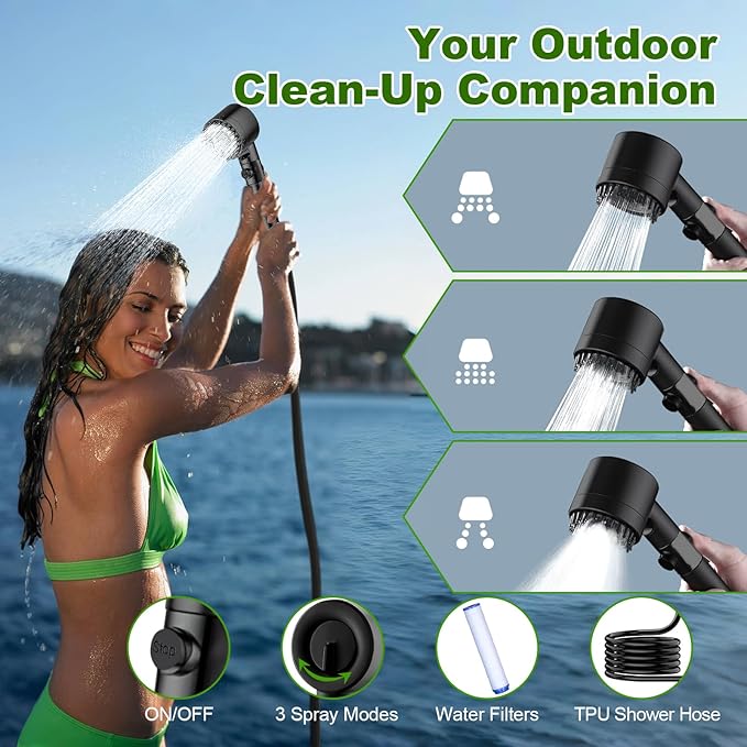Portable Shower for Camping, 5 Gal/20 L Solar Heating Camping Shower Bag with Shower Pump, Portable Shower Head, Essential for Camping,Festivals, Overlanding, Beach Trips,Outdoor Showers