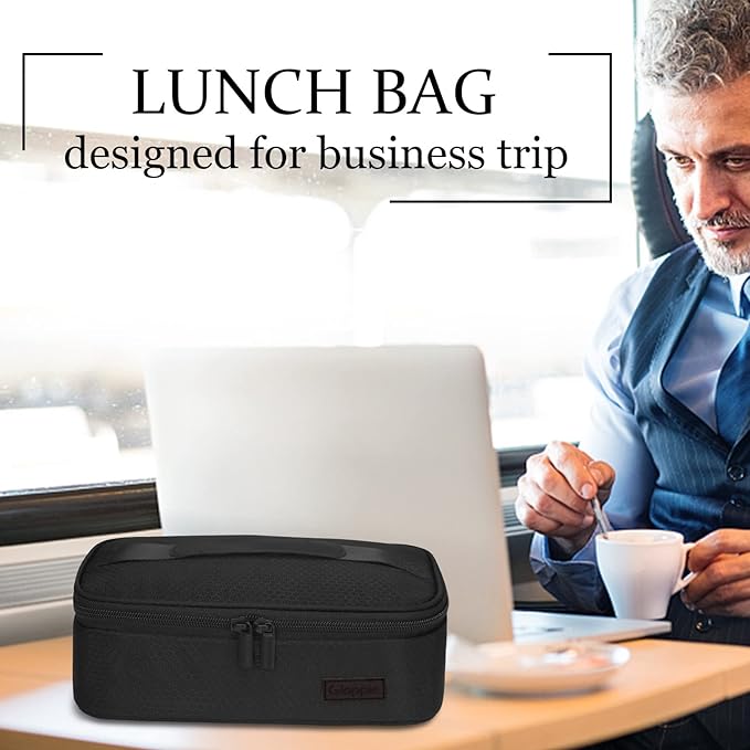 Gloppie Small Lunch Bag for Adults & Kids - Compact Insulated Lunch Box, Durable & Food-Grade Lining | Portable Cooler for Work, School, Travel (Black Honeycomb)