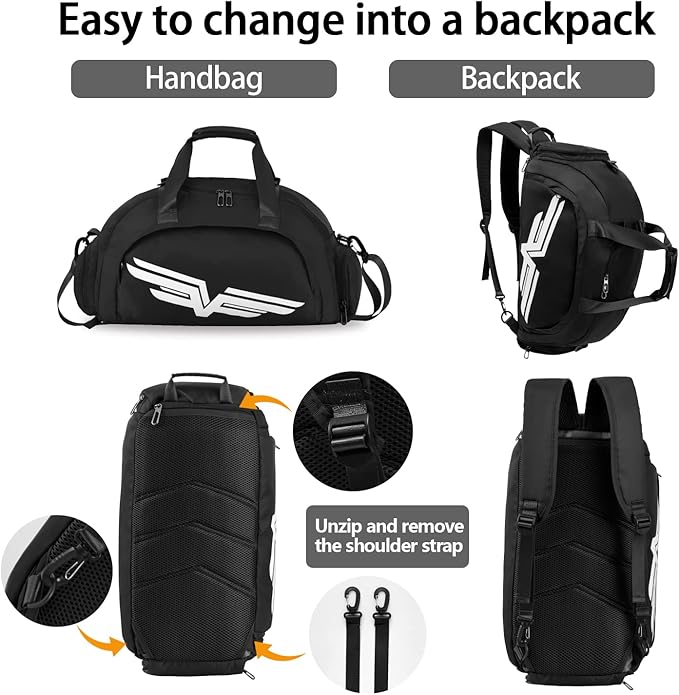 FIORETTO 30L Sports Gym Duffle Bag with Wet Pocket & Shoe Compartment, Weekender Hospital Overnight Bag for Women, Sports Holdall Backpack