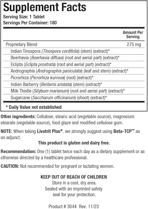 Biotics Research Livotrit Plus Liver Cleanse and Detox Support Supplement Natural Non GMO Herbal Blend with Milk Thistle 180 Tablets