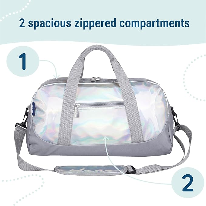 Wildkin Kids Overnighter Duffel Bag – Carry-On Size, Ideal for School & Sleepovers – Holographic