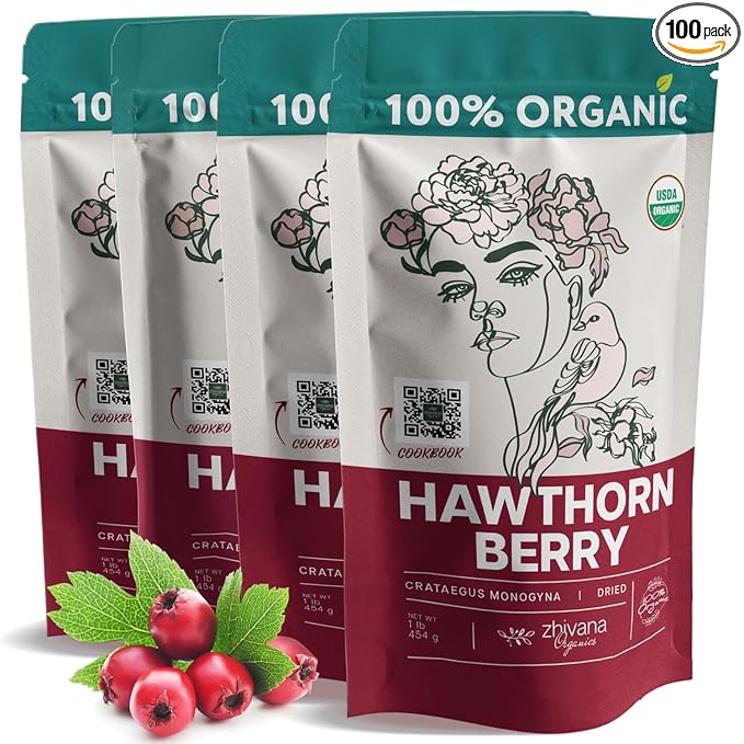 4 LB Value Pack Hawthorn Berries Organic - Hawthorne Berry Tea Organic - Pressure Balance, Heart, Digestion, Immune Support – Non-GMO, No Additives - Ideal for Herbal Tea & Remedies