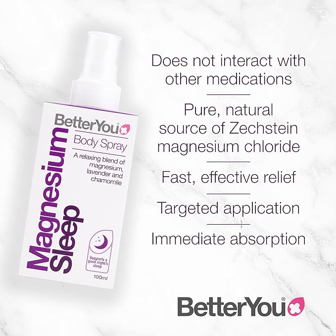 BetterYou Magnesium Muscle Body Spray - Relaxing Topical Magnesium and Essential Oil Spray - Lavender and Chamomile - Promotes Better Sleep - 3.38 oz (Pack of 3)