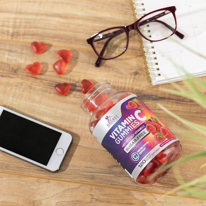 Zero Sugar Vitamin C Gummies - Immune Support & Antioxidant VitaminC Dietary Supplement - Vegan, Non-GMO, Dairy & Gluten Free C Vitamin Gummy - Raspberry Flavor for Kids & Adults - 120 Count Gummies