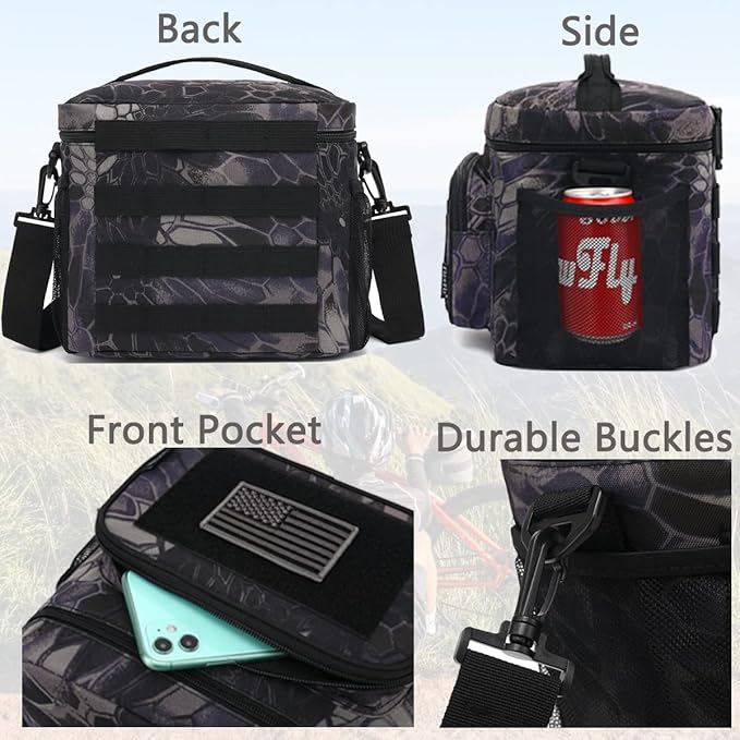 FlowFly Tactical Lunch Bag Large Insulated Lunch Box Cooler Tote for Men, Women with MOLLE/PALS Webbing(Typhon, Medium)