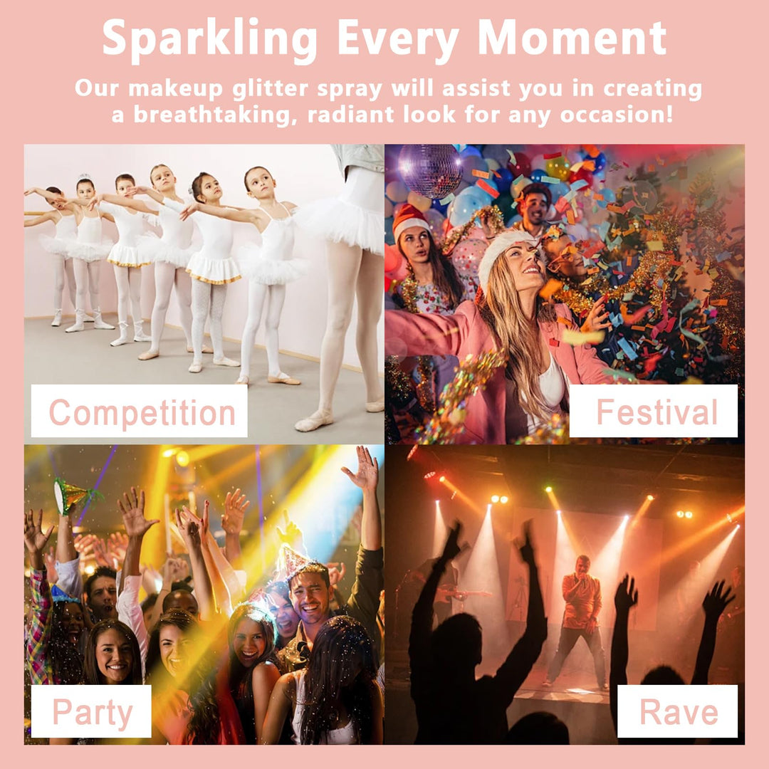 Boko Body Glitter Spray, Holographic Gold Glitter Spray for Body Face Hair Nail Clothes, Hair Glitter Spray Body Shimmer Powder for Highlighter Makeup Mardi Gras Concert Party Rave Accessories