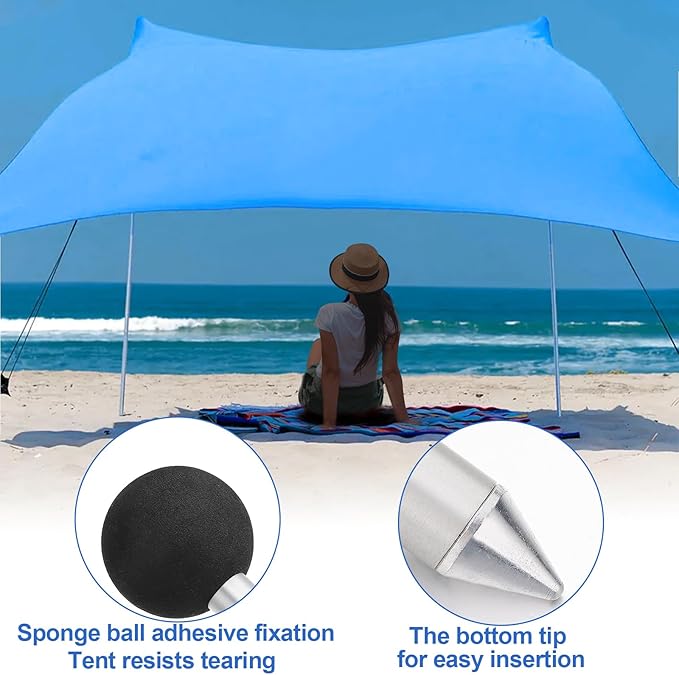 Beach Tent Poles Replacement - 6ft11in Extra Poles fits Neso Grande Canopy, 2 Packs Foldable Portable Aluminum Alloy Repairing Fixing Accessories for Camping Parties Fishing Hiking