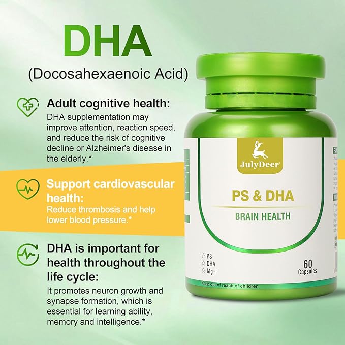 Magnesium L-threonate -100mg, DHA-100mg, Phosphatidylserine-40mg, Magnesium Complex Supplements for The Elderly Kids Brain Health and Cognitive Support Improve Brain - 60 Capsules