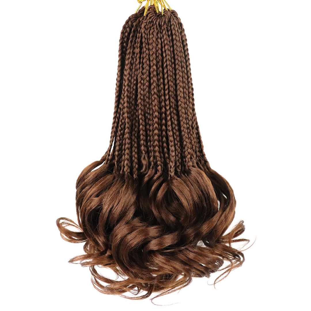 French Curl Braiding Hair Color 30 10 Inch French Curl Crochet Braids Pre Looped Goddess Box Braids Crochet Hair Brown Curly Crochet Hair Wavy Crochet Hair French Curly Braiding Hair Extensions(7Pack)