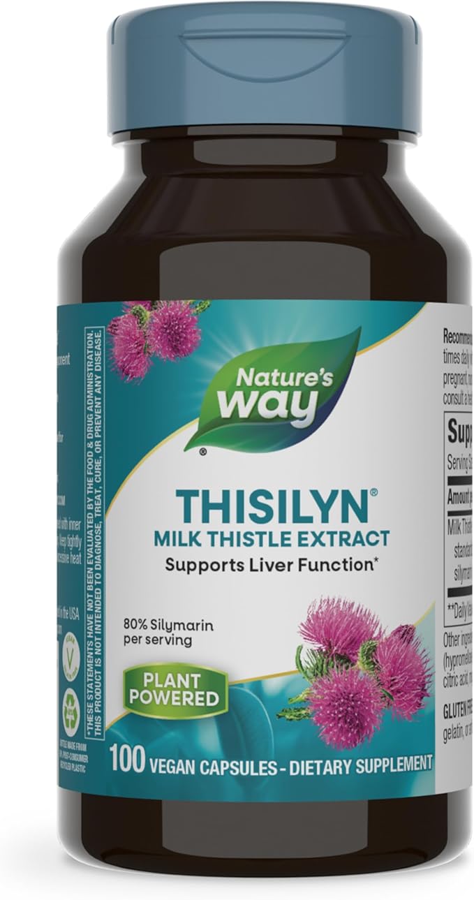 Nature's Way Thisilyn with Standardized Milk Thistle Extract, Supports Liver Function*, Silymarin, Vegan, 100 Capsules (Packaging May Vary)