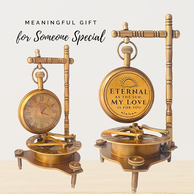 ALADEAN Eternal Love Anniversary Sundial Compass Gift for Him or Her Unique Gift for Husband Wife Men Wedding Anniversary 50th 40th 25th 20th 1st Year Celebration