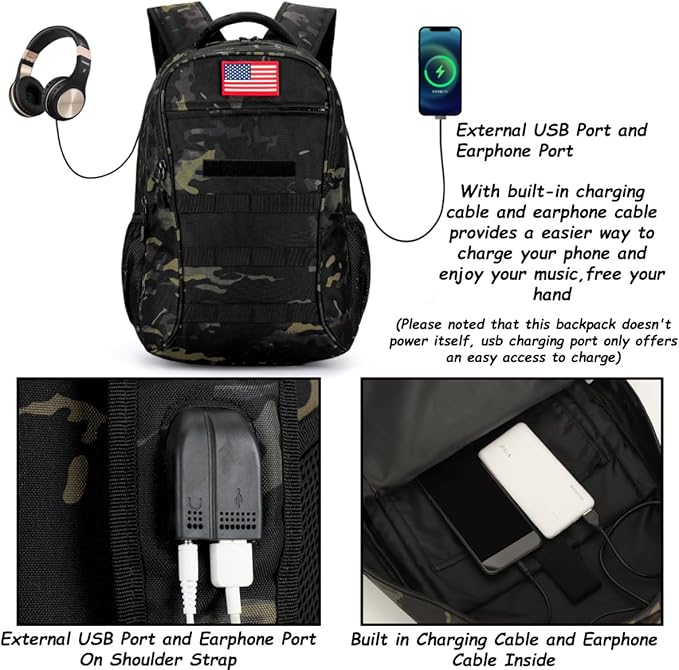 4land Camo Backpack for Boys,Army Boys Backpacks for Elementary Middle School Military,Camouflage Bookbag 40L