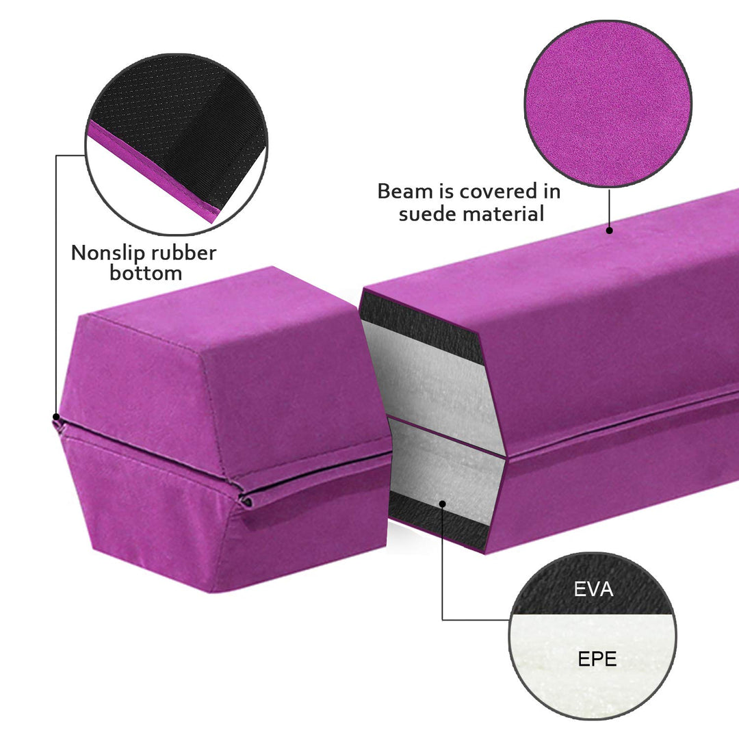 FBSPORT 8ft Balance Beam: Folding Floor Gymnastics Equipment for Kids Adults,Non Slip Rubber Base, Gymnastics Beam for Training, Practice, Physical Therapy and Professional Home Training